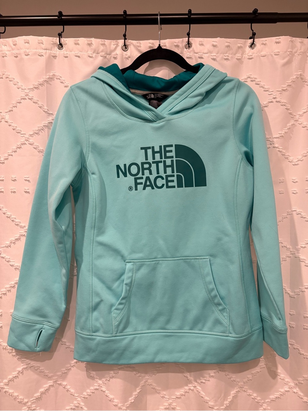 The North Face Girls' Aqua Blue Logo Pullover Hoodie